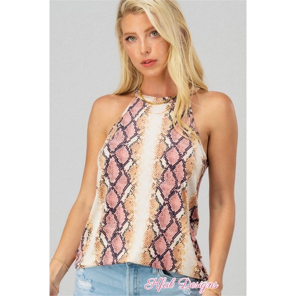 ❤️LAST 1! Champagne Pink Snake Print Knit Top! - Picture 2 of 8